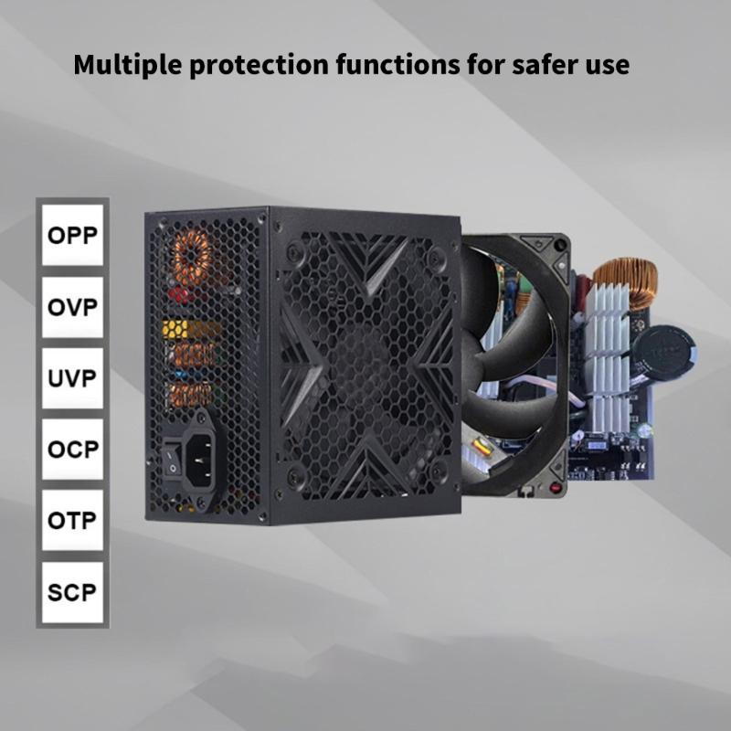 550W/650W/750W Power Supply DC12V for Gaming Computer with Advanced Thermal Management Quiet 120mm FDB Fan