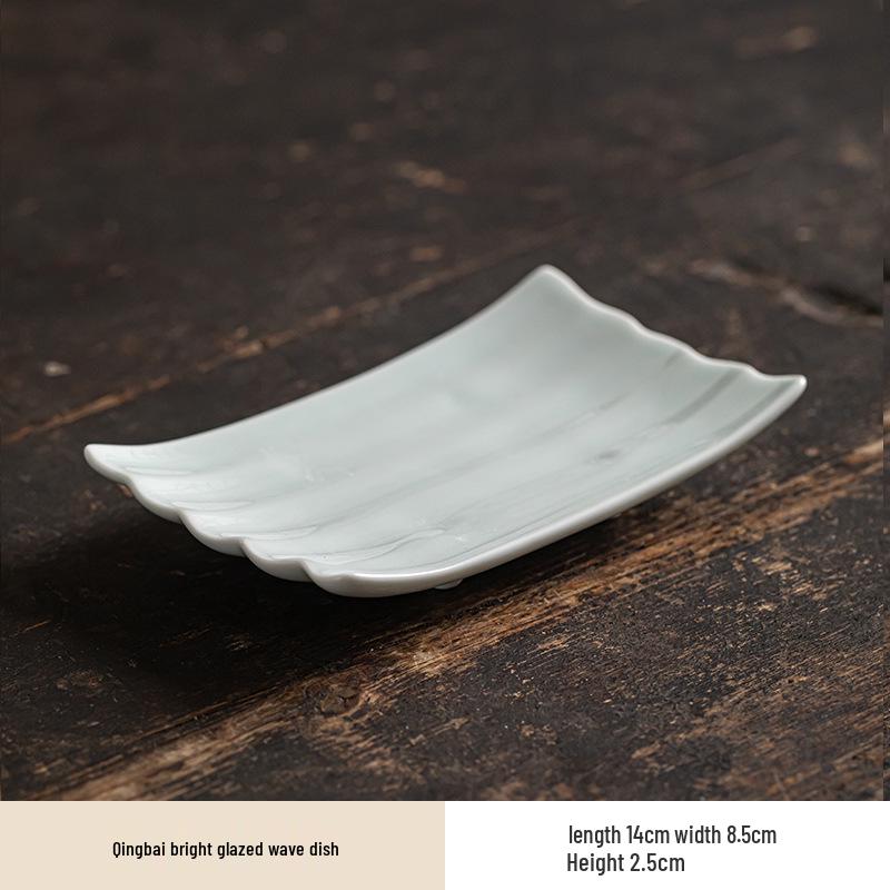 High-Legged Ceramic Plate for Tea, Snacks, Pastry, Fruit, Dim Sum, or Towel Tray - Chinese-Style Serving Dish