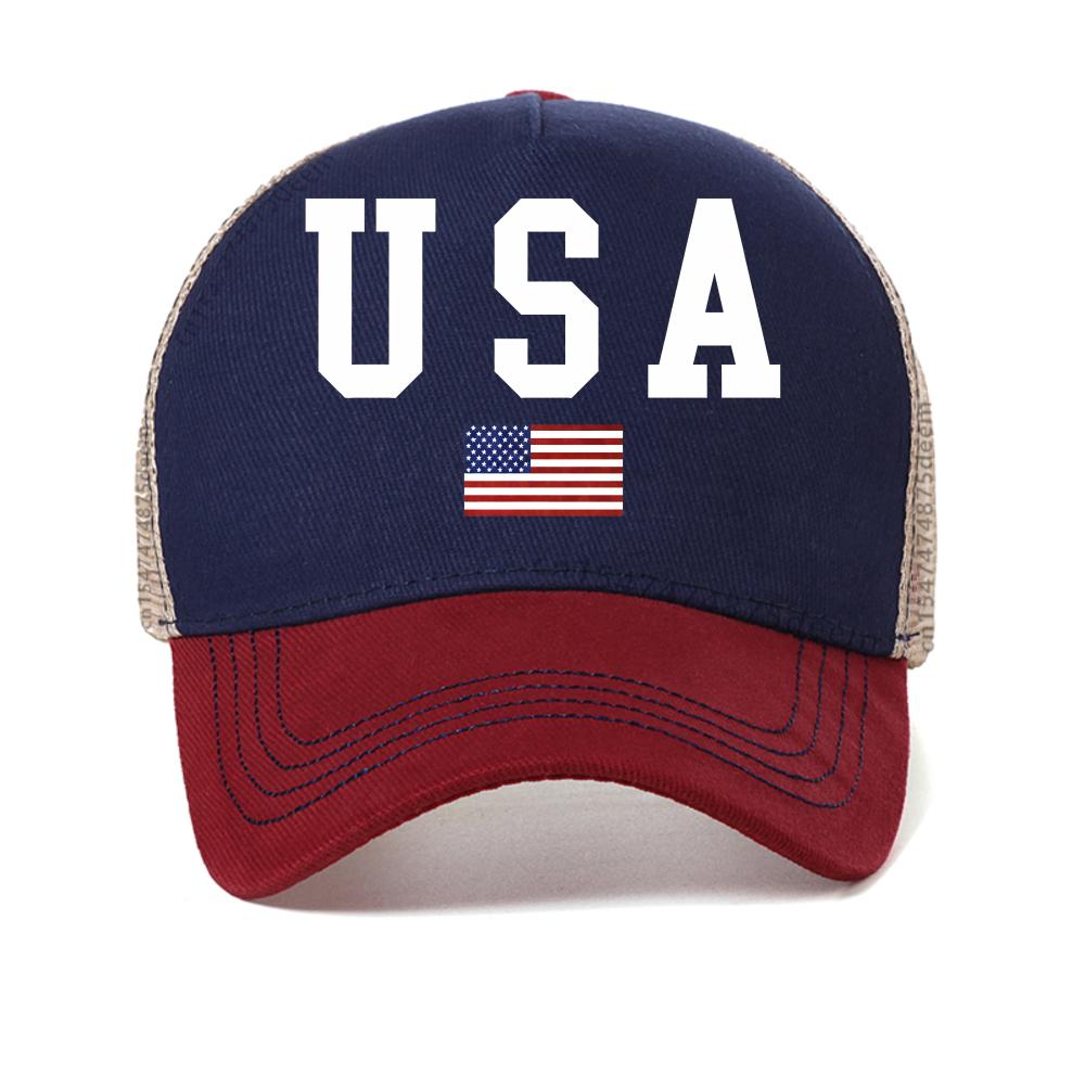 Women Breathable Baseball Cap Summer Men USA Letter Flag Outdoor Visor Casual Caps Adjustable Snapback Hat Mesh Trucker Hats