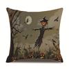 Halloweenska ľanová obliečka na vankúš Potlačená obliečka na vankúš