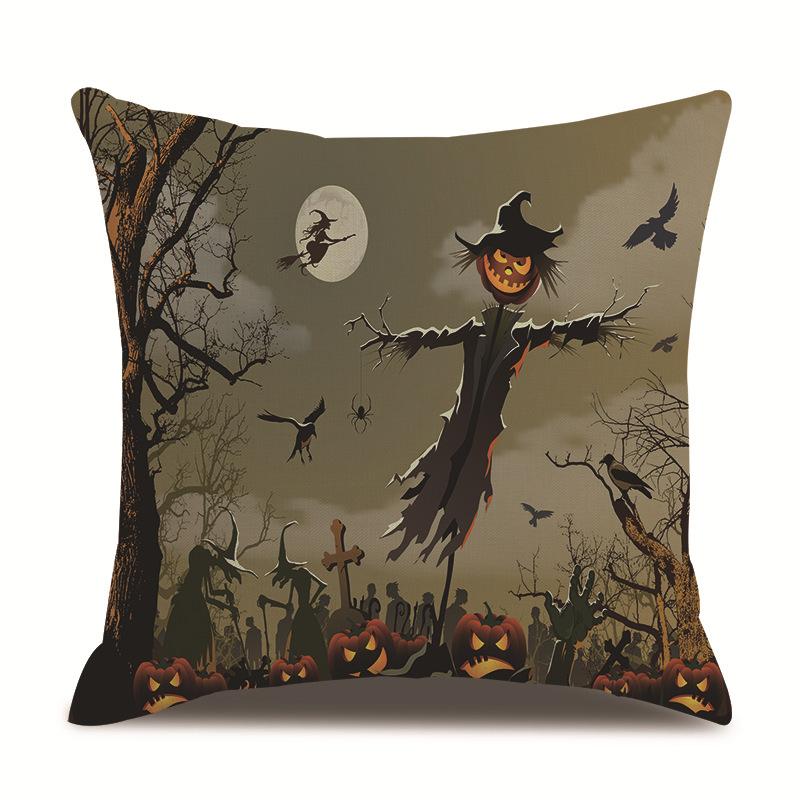 Halloween Linen Pillow Cover Printed Pillow Cover