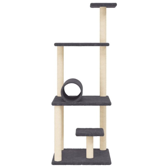 VidaXL Cat Tree with Sisal Scratching Posts Dark Grey 136 Cm 172093