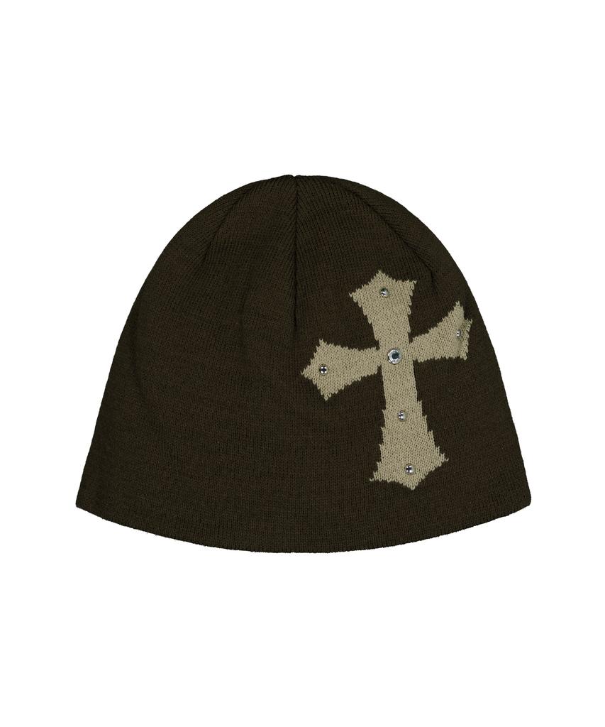 SETUP-EXE Cross Studded Beanie / Brown