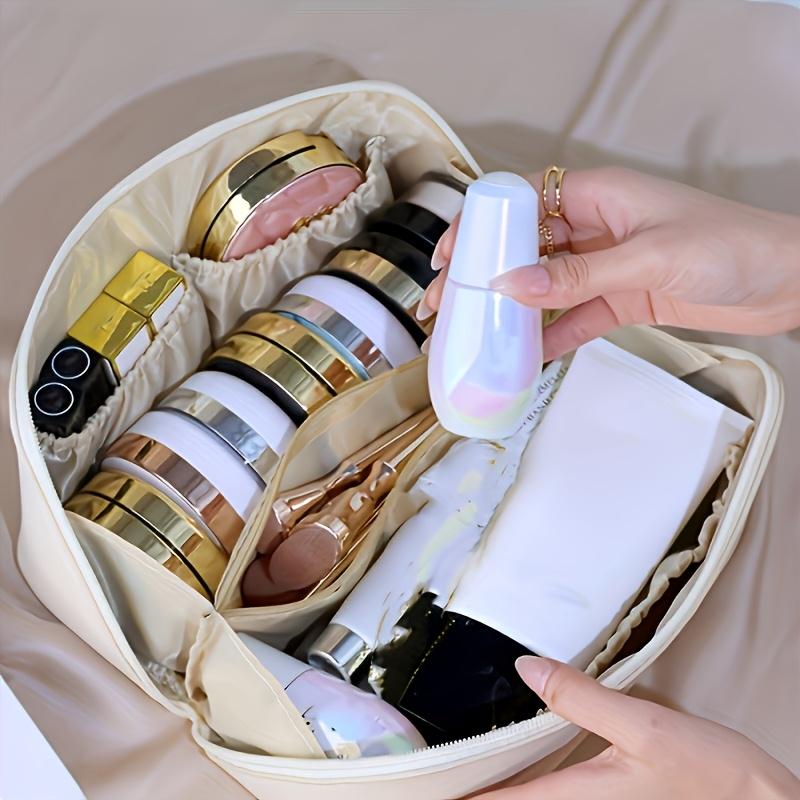 Geantă de machiaj de călătorie de mare capacitate, geantă de depozitare cosmetică din piele sintetică, pentru articole de toaletă și accesorii, organizator de depozitare cosmetică