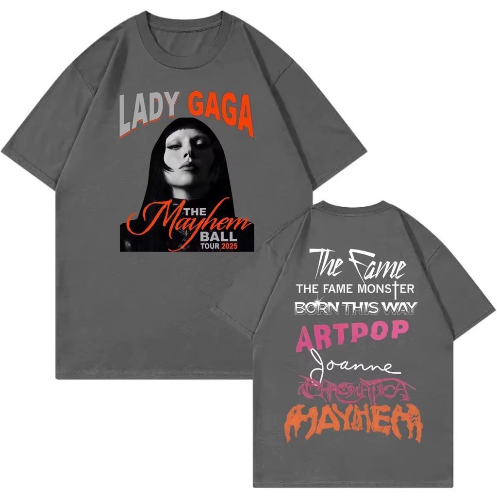 Nuova T-shirt Merch Album Mayhem di Lady Gaga Harajuku Pop Music T-shirt a Maniche Corte Abbigliamento Uomo Donna Moda T-shirt
