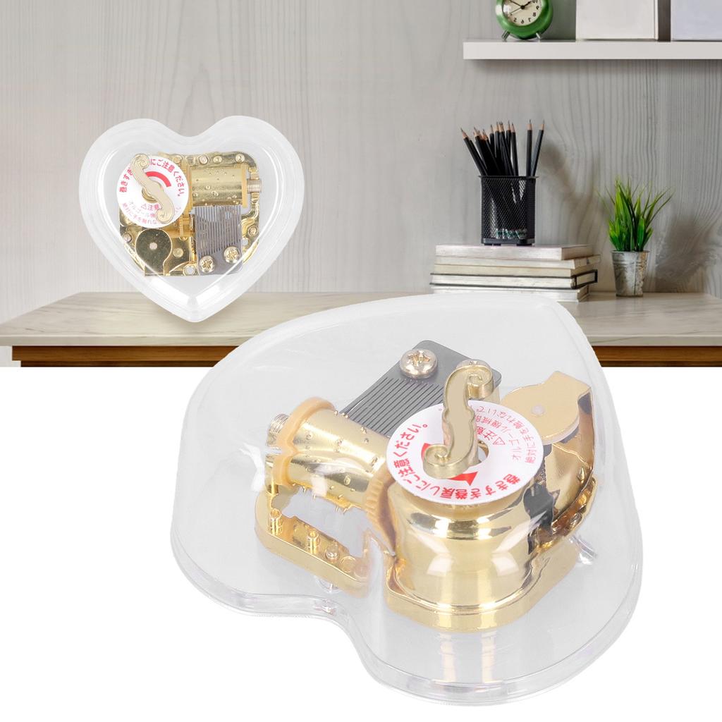 Acrylic Music Box Cute Heart Shaped Handy Crank Musical Box Innovative Birthday GiftType 1