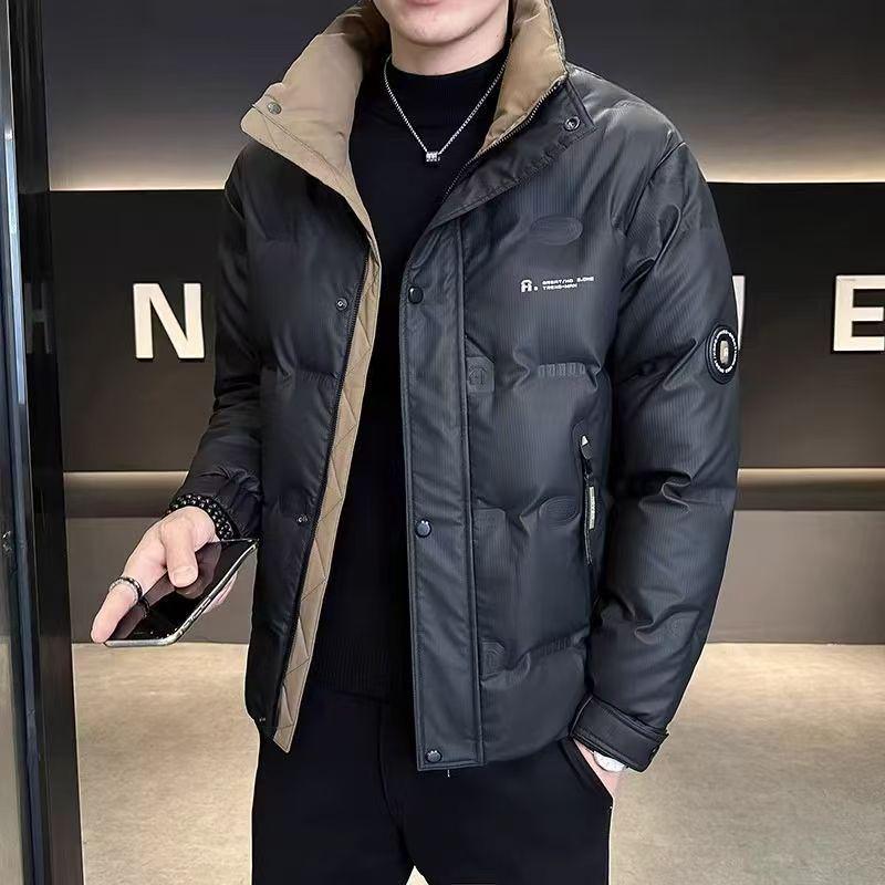 

Men s Korean Style Winter Down Jacket, Lightweight & Warm Short Coat L (Recommended: 90-120 jin) чорний