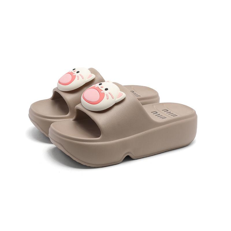 

Fashion Summer Women Slippers Design Bathroom Beach Indoor Anti-slip Wear-resistant Increase Height Slippers Cartoon Comfort Home Shoes 39-40 хаки