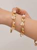 18K Gold-Plated Stainless Steel Zirconia Flower C-Shaped Open Bangle