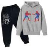 Kids Printed Hoodie and Sweatpants Set Long Sleeve Loose Fit Pullover Outfit for Boys and Girls