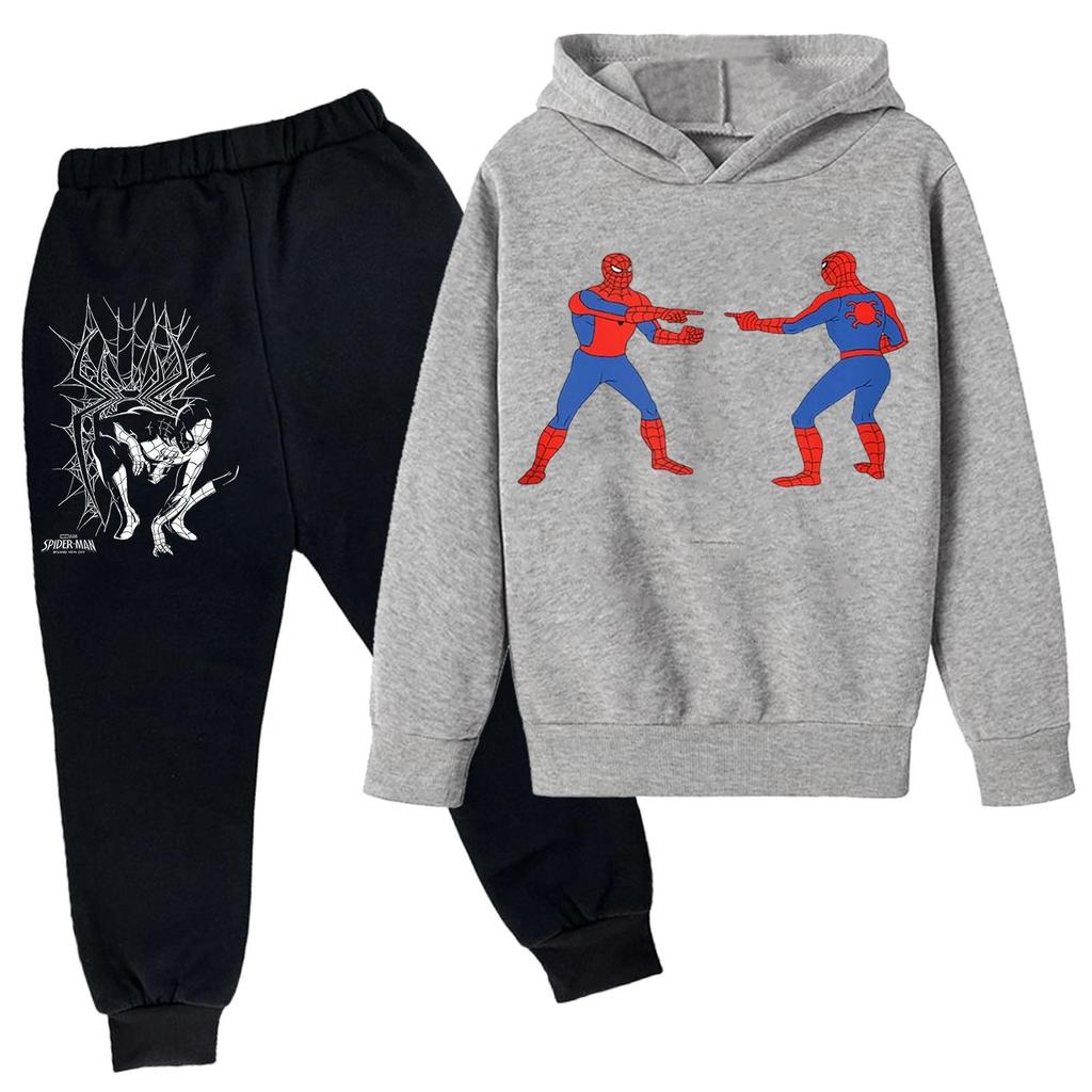 Kids Printed Hoodie and Sweatpants Set Long Sleeve Loose Fit Pullover Outfit for Boys and Girls