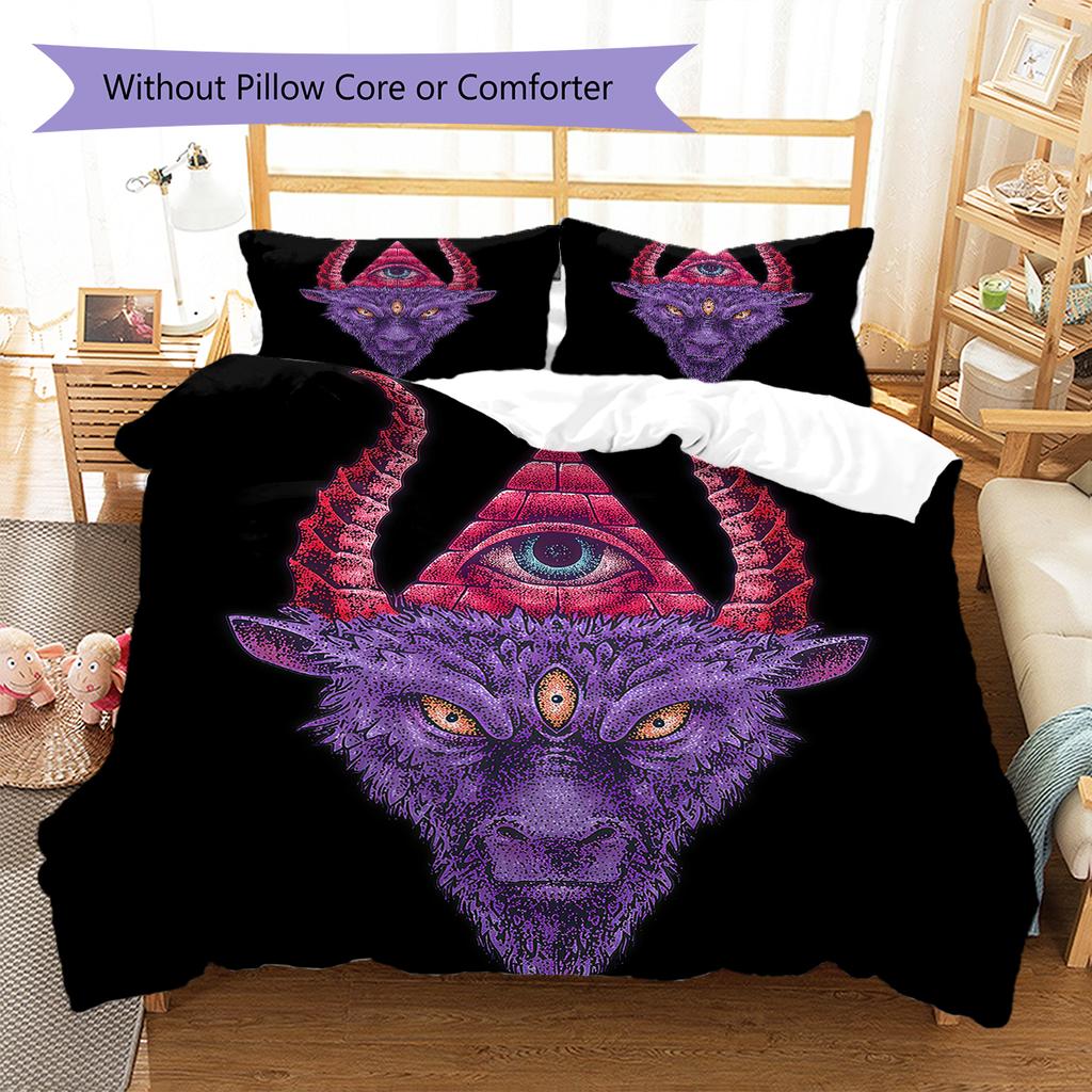 Satan Symbol Pattern Bedding,Quilt Set Quilt Cover Pillowcase Home Birthday Gift (1 * Duvet Cover + 2 * Pillowcase, Without Core)