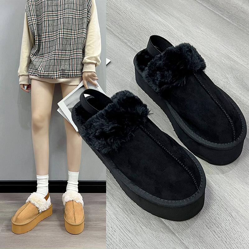 Fashion Autumn and Winter New Platform Woolly Platform Shoes Women's Home Baotou Cotton Slippers