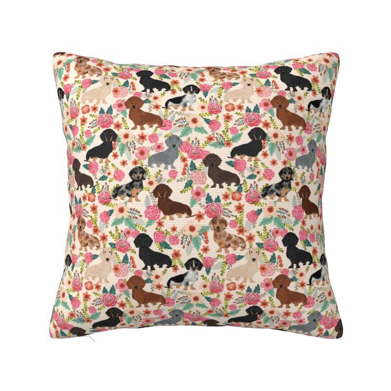 Dachshund Throw Pillow Case Living Room Decoration Wiener Sausage Dog Cushions Cover For Sofa Seat Square Polyester Pillowcase