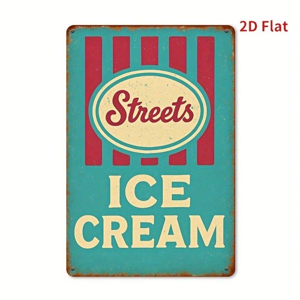 Retro Ice Cream Metal Tin Sign Wall Decor 12x8 Inch Vintage Kitchen Cafe Bar