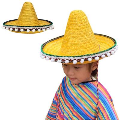 Klobouk ze slámy Cinco De Mayo Dětský párty klobouk Mexický festivalový klobouk Fotografický klobouk se širokou krempou Doplňky ke kostýmu na tématickou párty