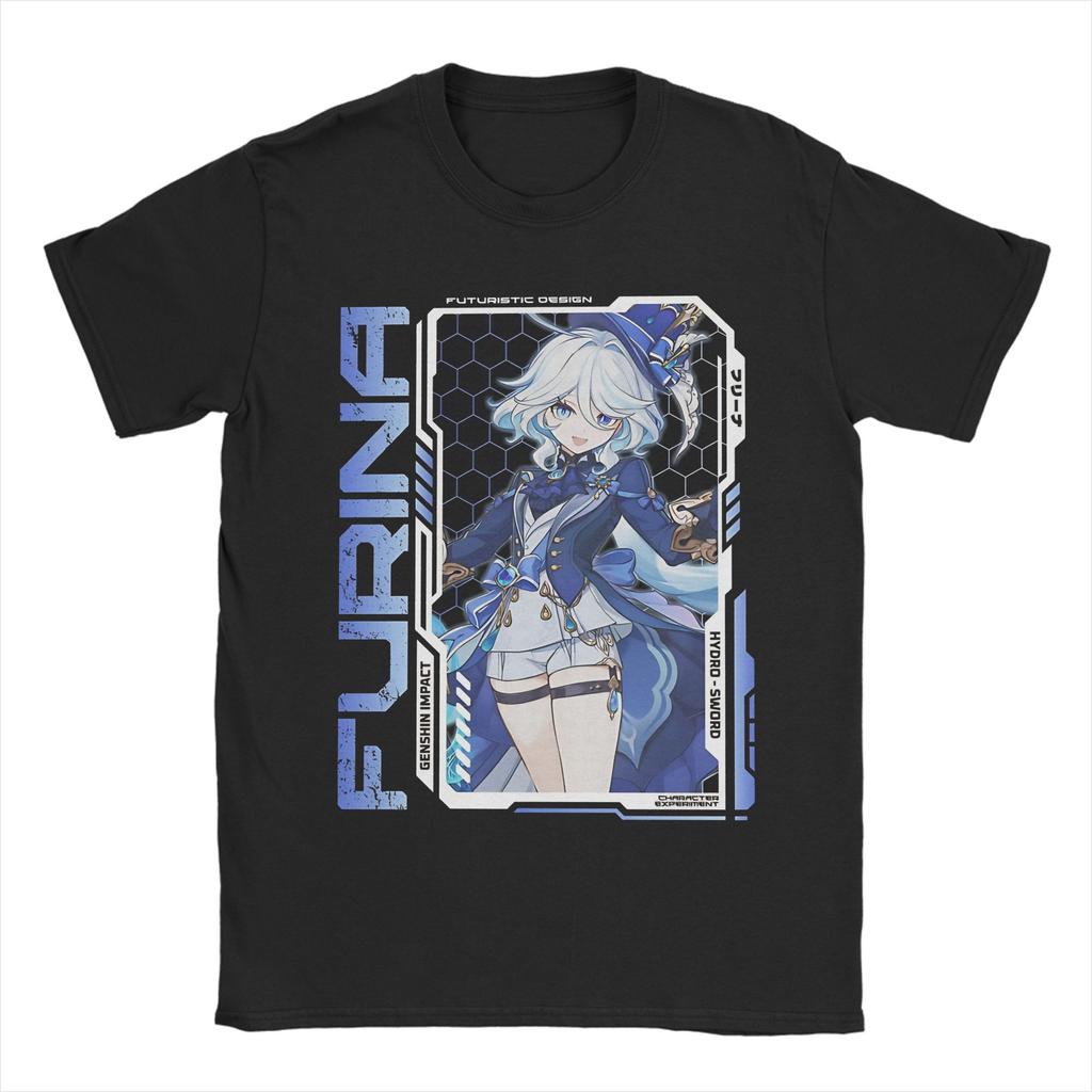 Leisure Furina Tshirts For Unisex Unisex Round Neck 100 Cotton T Shirts Genshin Impact Game Tee Shirt Plus Size Clothing