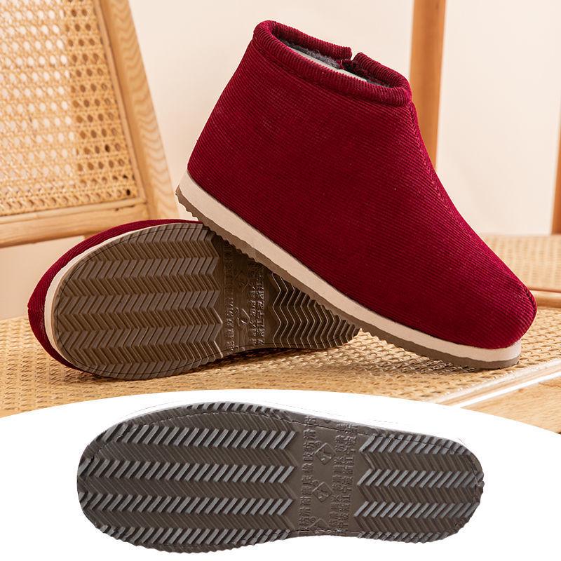 Women's Winter Handmade High-Top Non-Slip Cotton Slippers - Warm Indoor Shoes for Mom & Men