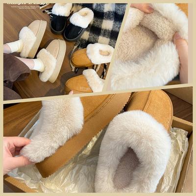 Cotton Slippers Women's 2024 New Thick-soled Suede Wool Slippers Winter Warm Home Wear