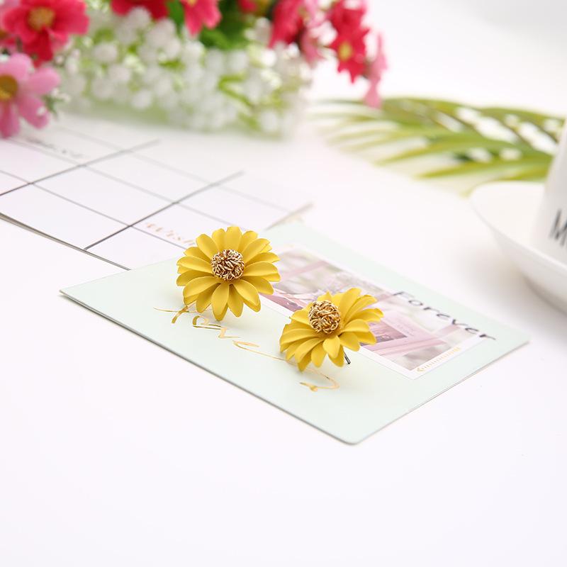 Yellow Collection: Trendy Korean-Style Bright Yellow Pompon Fabric Stud Earrings - Energetic, Fashionable, and Versatile Long Earrings
