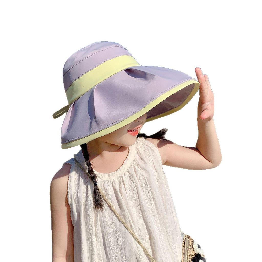 Girls' Wide Brim Anti-UV Open-Top Sun Hat - Child's Summer Sunshade