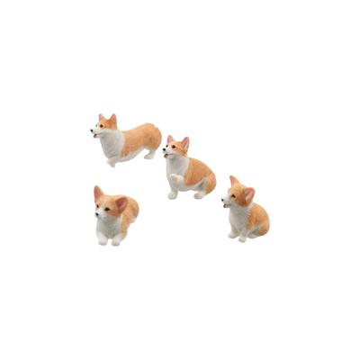 Miniature Figurines Model Mini Animal Corgi Simulation Dog Resin Figures for Kids Home Decor Accessories Kid's Gift Car Ornament