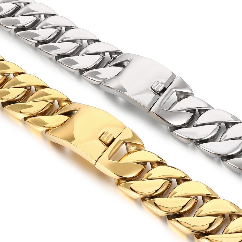 20/24/31MM Stainless Steel Larger Necklace for Men Women Hip Hop Golden Street Accessories Shiny Big Rock Trendy Party Jewelry