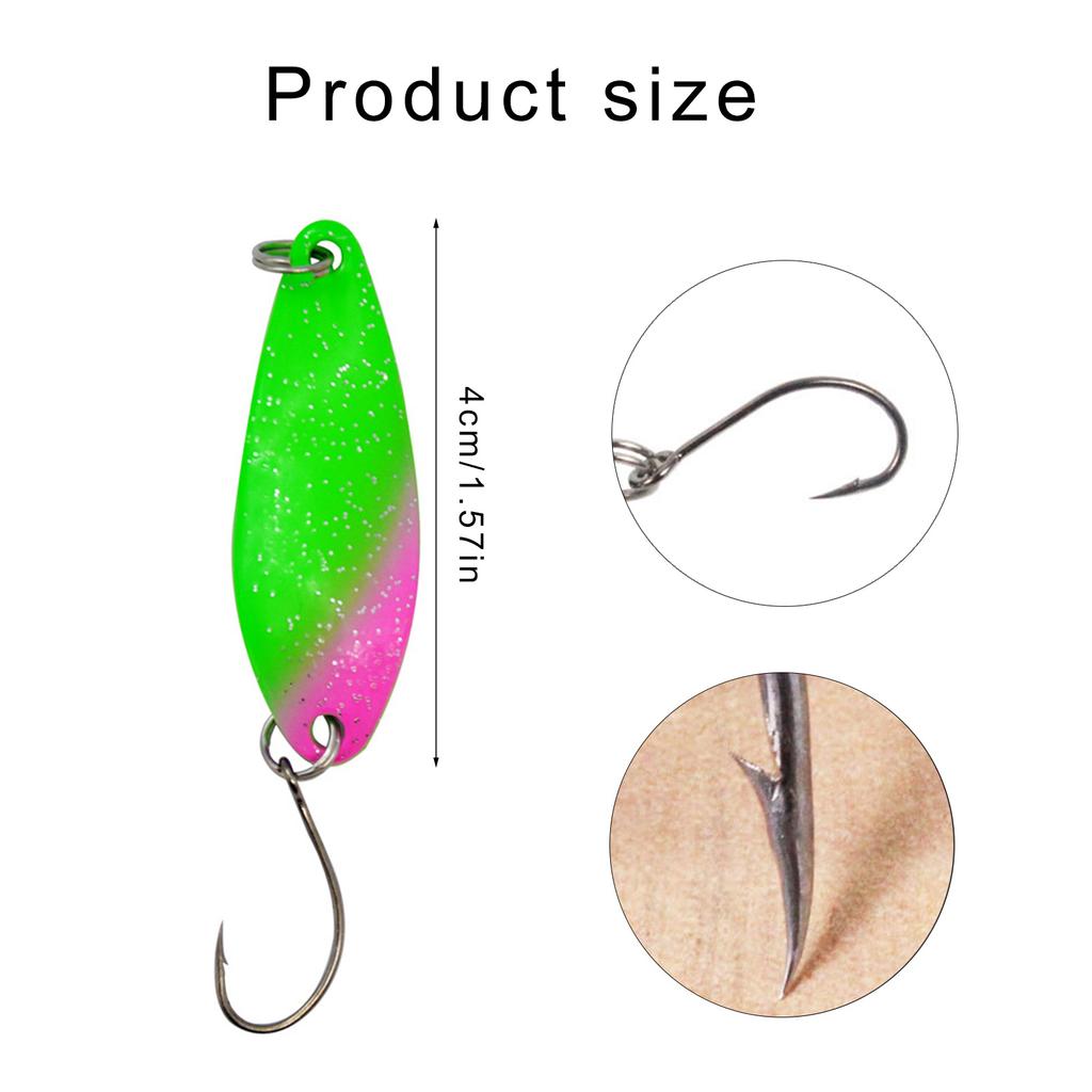 10Pcs Trout Fishing Spoon Lure Set Single Hook Trout Lures Sequin Baits Fishing Jig Spoon Lures Hard Metal Baits