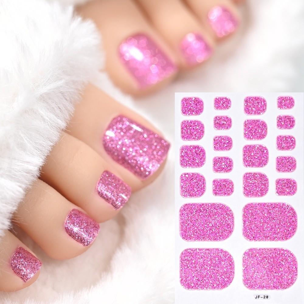 22 autocollants pour ongles d'orteils couleur unie finition irisée par feuille - Rénovation des ongles DIY à la maison