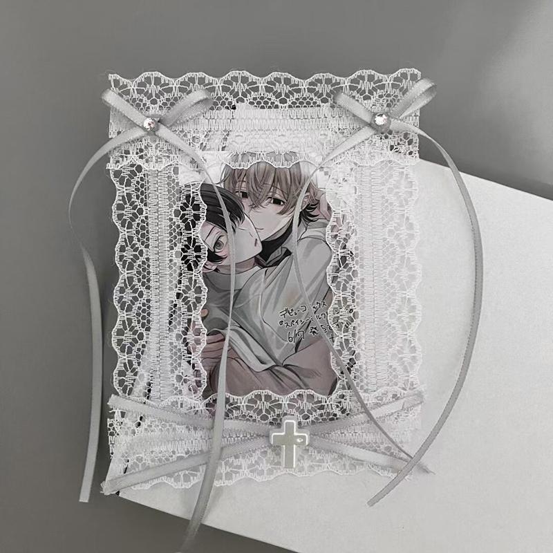 Kawaii Lace Bow Angel Wings Kpop Photocard Holder Sweet Photo Card Display Protector Idol Diy Photocard Sleeves Gifts