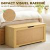 Rattan Storage Chest, 136 L, Storage Bench, Lift-Up Lid, 2 Safety Hinges, Oak