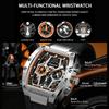 Multifunction Quartz Watches Mens Large Dial Fashion Tonneau Chronograph Watch Sports Silicone Strap,Date,Luminous