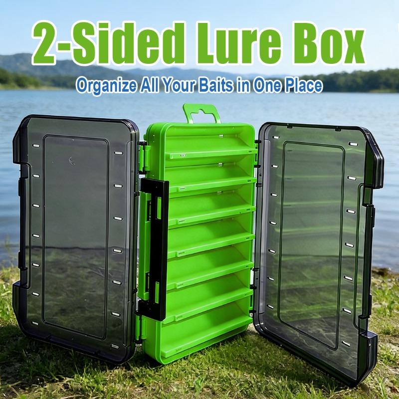 Fishing Lure Box Double Sided Tackle Compartment Lure Tackle Tray Crankbait Storage Spinner Bait Tackle Box Bait Box зелёный
