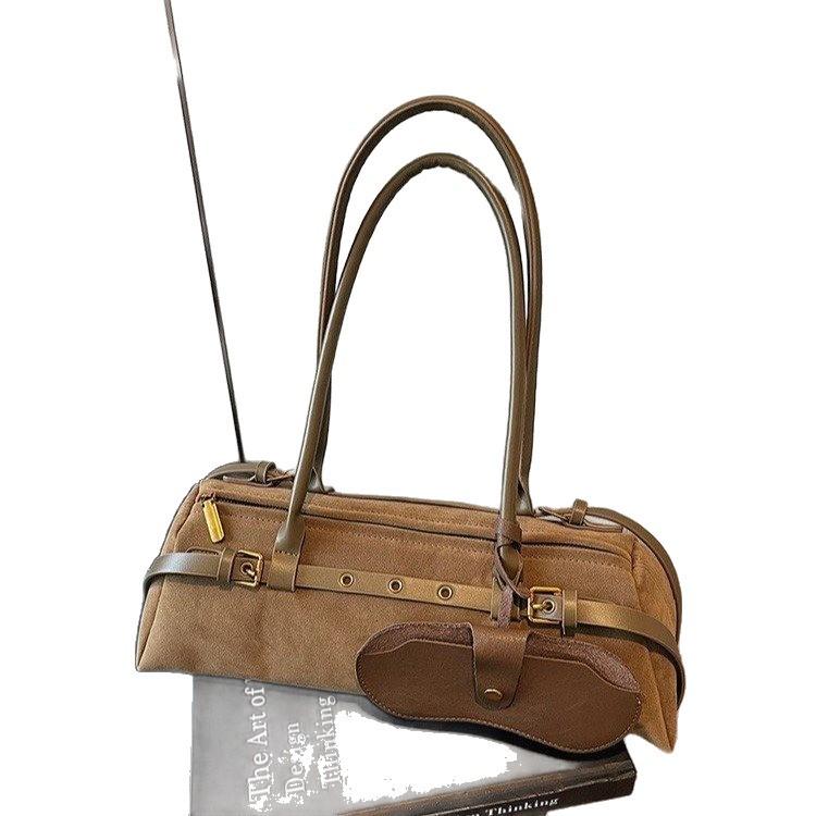 Bolsa de Ombro Baguette Feminina Versátil em Camurça Retrô 2025