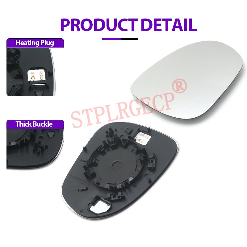 Car Exterior Side Electric Rearview Mirror Lens with Heating Heated Glass with Base for Fiat 500X 2014-2024 LH RH