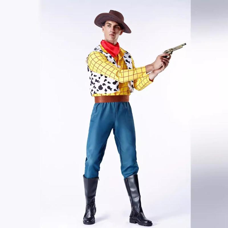 Halloween costumes, anime characters, adult children's toy stories, Sheriff Woody costumes