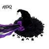 Stylish Lace Bow Headwear Halloween Witch Hat, Gothic Dark Wizard Costume Headpiece for Women, Spooky Velvet Cone Photogenic Daily Lolita Wear
