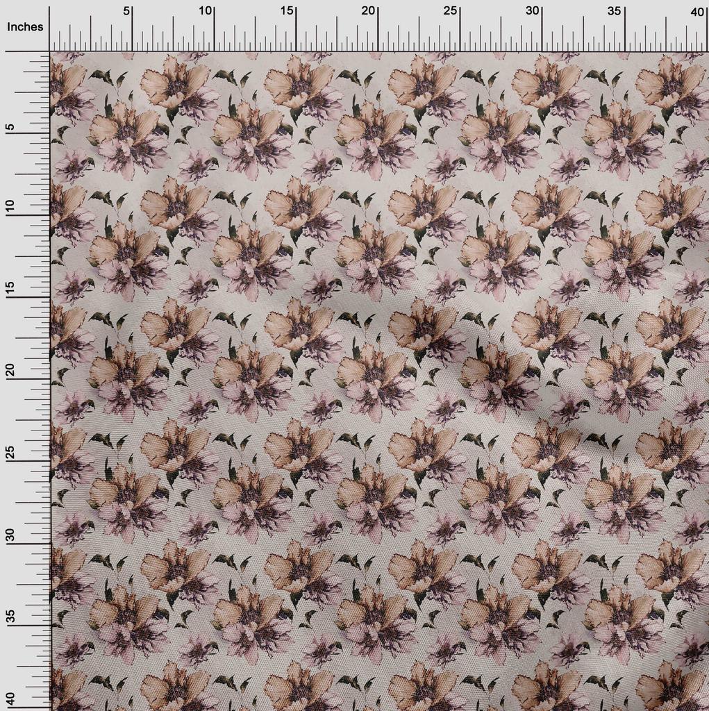 oneOone Cotton Flex Dusty Pink Fabric Florals Craft Projects Decor Fabric Printed By The Yard 40 Inch