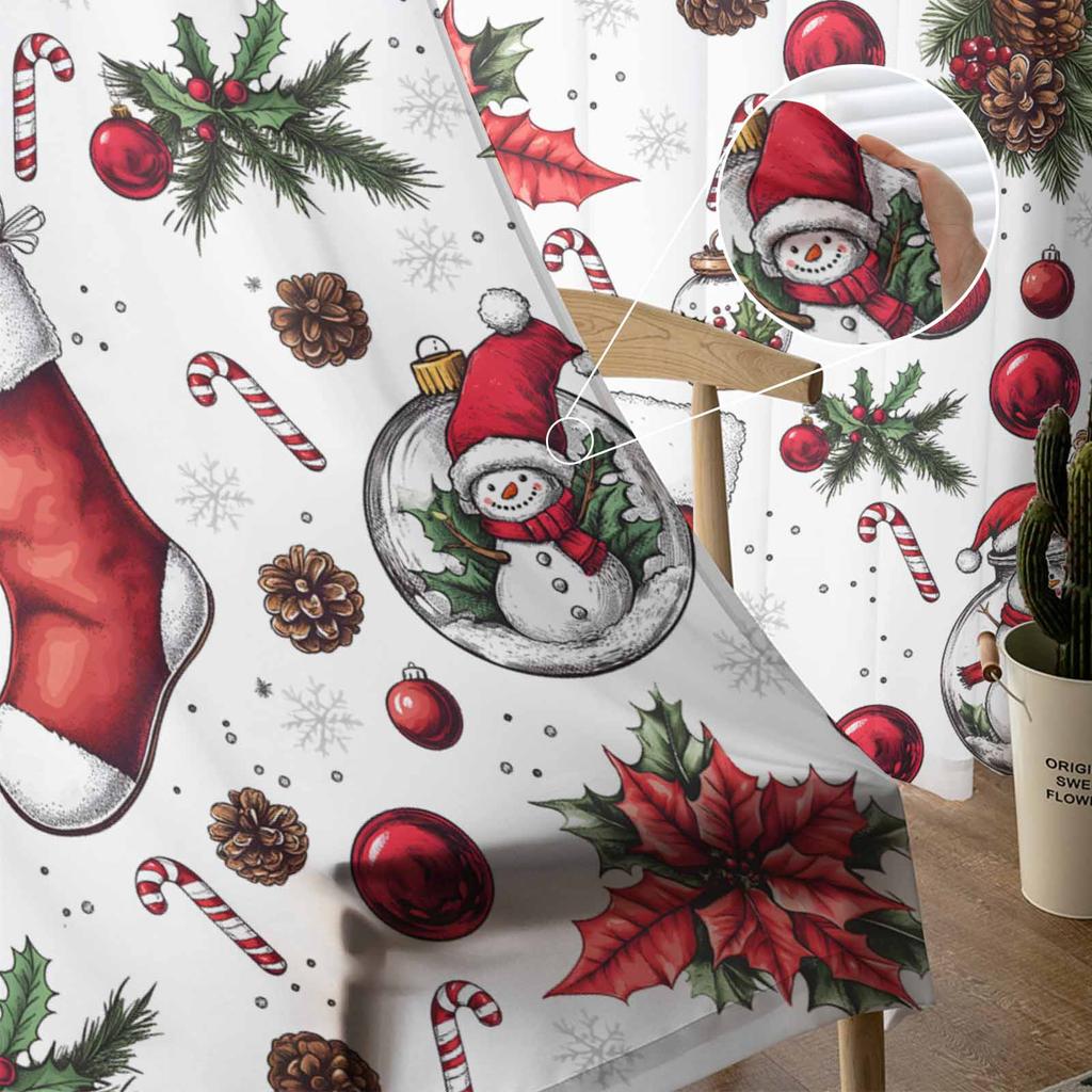 Christmas And Winter Flowers Curtains For Living Room Bedroom Home Decoration Window Voile Tulle Curtain Drapes