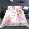 Carino Set Biancheria da Letto Principessa Ballerina Bambine Bambini 3 Pezzi Copripiumino Rosa Regalo di Compleanno per Bambine Decorazione Camera da Letto Misura Queen