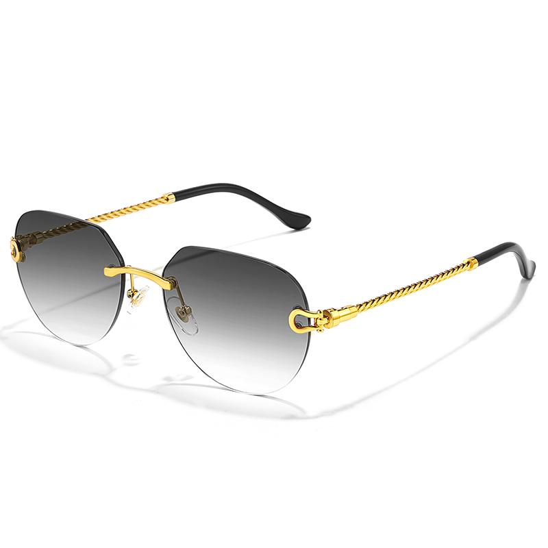 HBK 2023 New Frameless Sunglasses pilot Frame Diamonds Cutting Rimless Sun Glasses Women Men