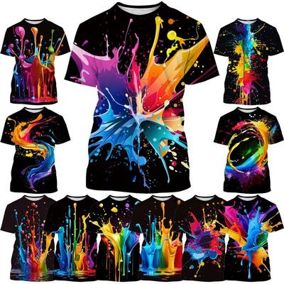 Herren Buntes Farbklecks 3D-gedrucktes Cooles Hip-Hop Personalisiertes Kurzarm-T-Shirt