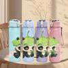 1PC Panda Under Green Leaf Canopy Pattern 750ml Color Plastic Sports Water Bottle Leakproof Flip Straw Lid Suitable for Sports Office Home Use
