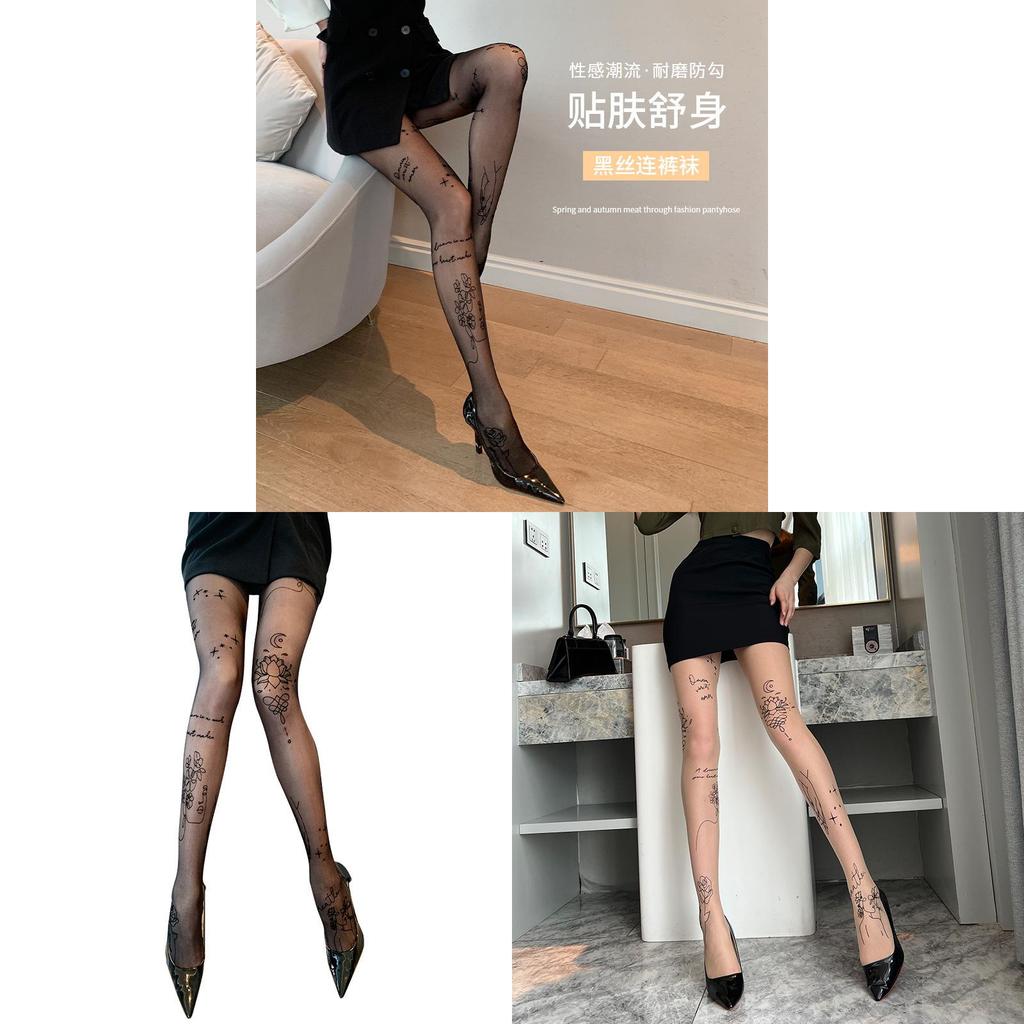 Lotus Flower Pattern Womens Stockings With Sunscreen Invisible Antislip For Summer Wear