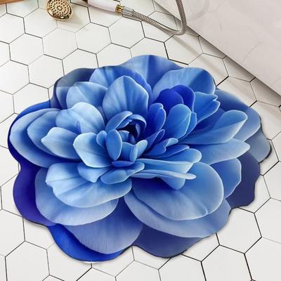Diatomaceous Earth Floor Mat 3D Realistic Floral Design Non-Slip Absorbent Bath