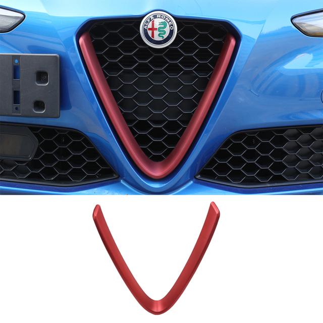 

Стиль карбонового волокна Для Alfa Romeo Stelvio 2017-2024 Аксесуари Автомобільні передні решітки Декоративна накладка-стікер V-подібної форми Логотип Накладка