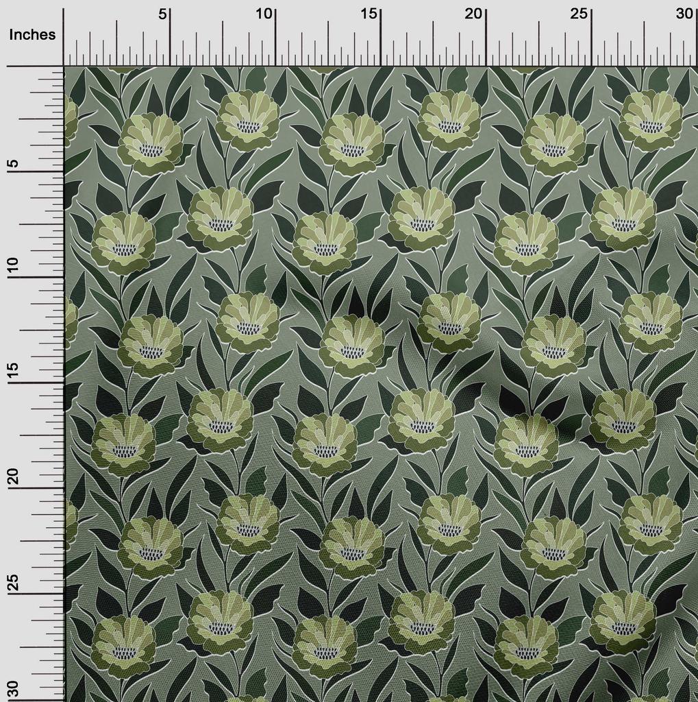 oneOone Хлопковая гибкая зеленая ткань с цветочным принтом в стиле ретро, ​​декоративная ткань для поделок, напечатанная во дворе, 40 дюймов
