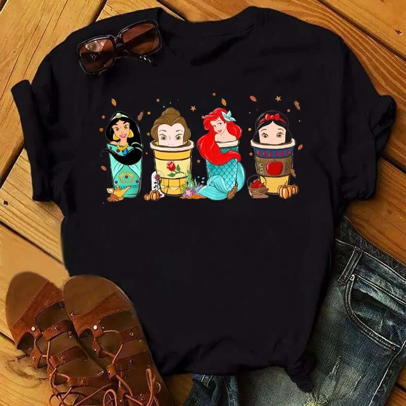 Princess Stitch Mickey Mouse Print Trendy Casual Unisexs Dessert  Design Graphic Tshirt Round  Street Style Tshirt S