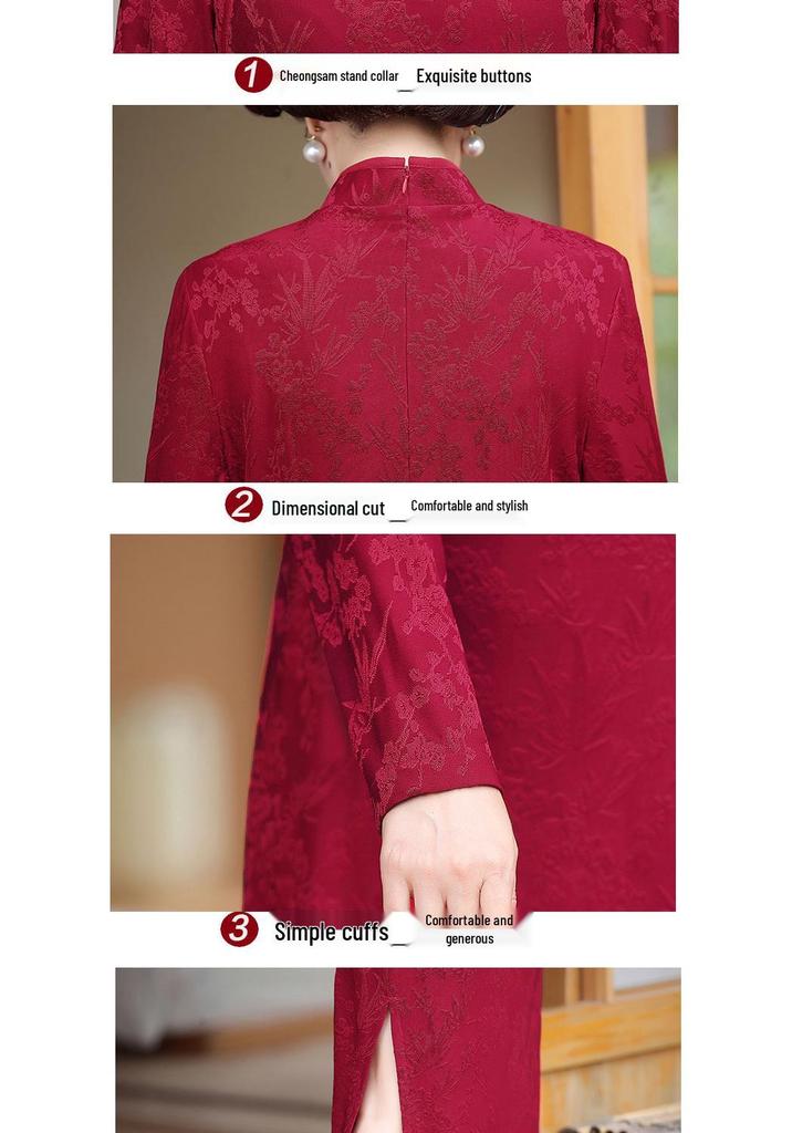 Abito Elegante a Manica Lunga di Media Lunghezza Primavera/Autunno 2026 per Donne di Mezza Età
