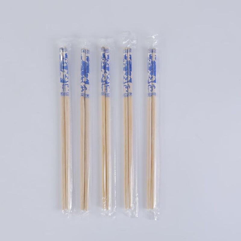 ZISIZ Disposable Bamboo Chopsticks with Blue & White Porcelain Design